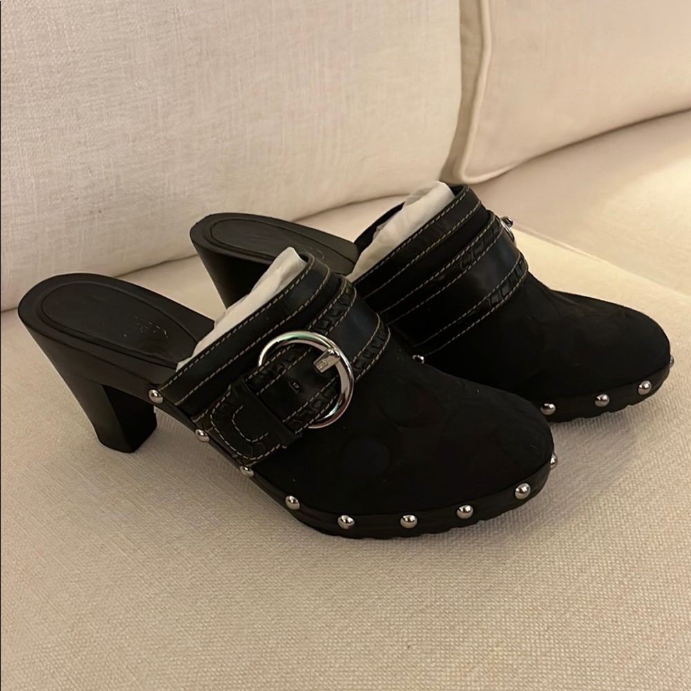 Women's Black Heeled Mules